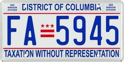 DC license plate FA5945