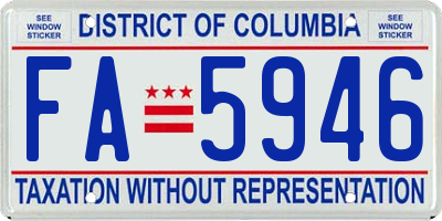 DC license plate FA5946