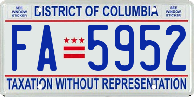 DC license plate FA5952