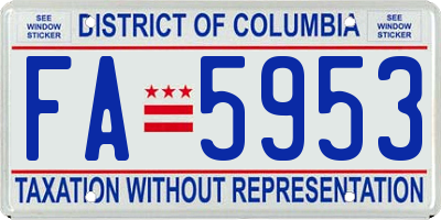 DC license plate FA5953