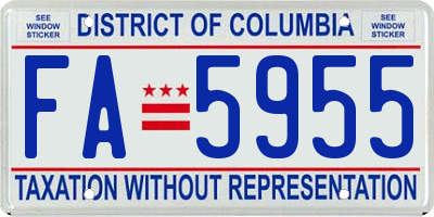 DC license plate FA5955