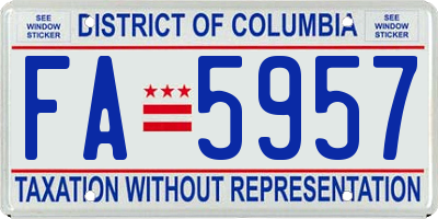 DC license plate FA5957