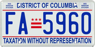 DC license plate FA5960