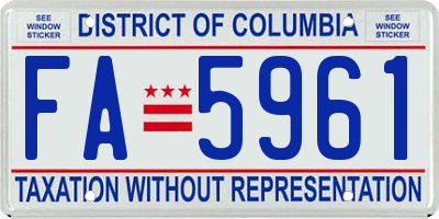 DC license plate FA5961