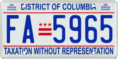 DC license plate FA5965