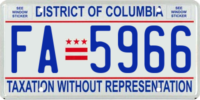 DC license plate FA5966