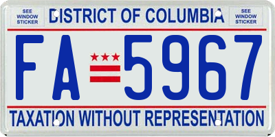 DC license plate FA5967