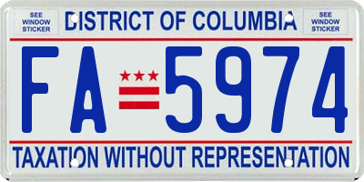 DC license plate FA5974