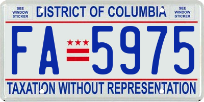 DC license plate FA5975