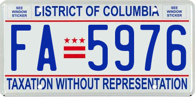 DC license plate FA5976