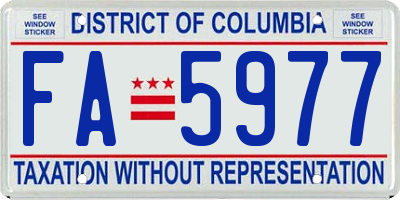 DC license plate FA5977