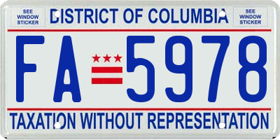 DC license plate FA5978