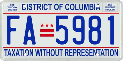 DC license plate FA5981