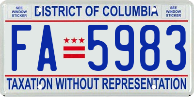 DC license plate FA5983