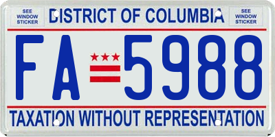 DC license plate FA5988