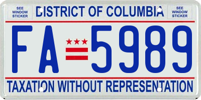 DC license plate FA5989