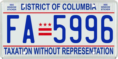 DC license plate FA5996