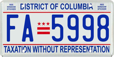 DC license plate FA5998