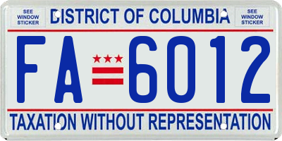 DC license plate FA6012