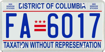 DC license plate FA6017