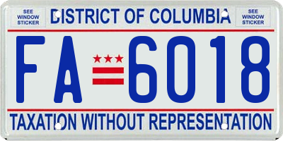 DC license plate FA6018