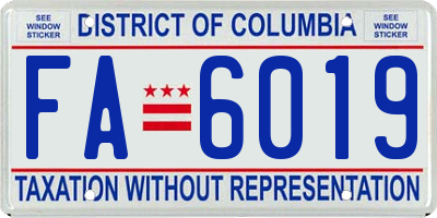 DC license plate FA6019