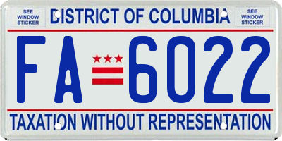 DC license plate FA6022