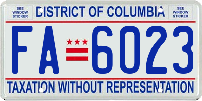 DC license plate FA6023