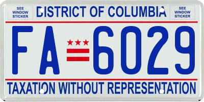 DC license plate FA6029