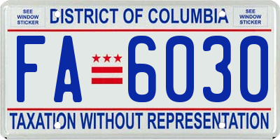 DC license plate FA6030