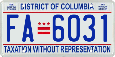 DC license plate FA6031