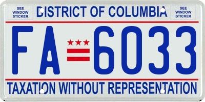 DC license plate FA6033