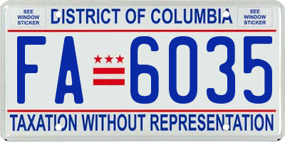 DC license plate FA6035