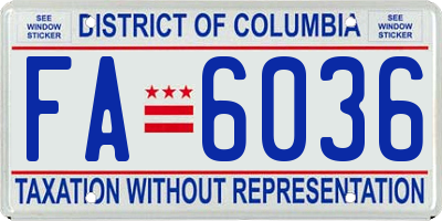 DC license plate FA6036