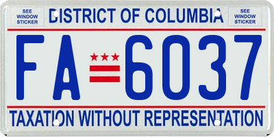 DC license plate FA6037