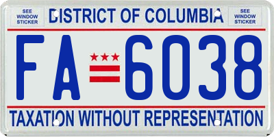 DC license plate FA6038