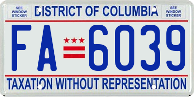 DC license plate FA6039