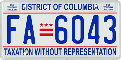 DC license plate FA6043