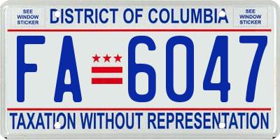 DC license plate FA6047