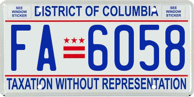 DC license plate FA6058