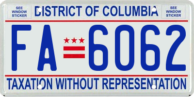 DC license plate FA6062