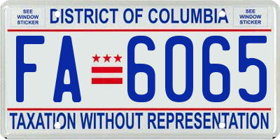 DC license plate FA6065