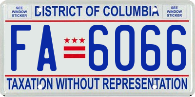 DC license plate FA6066