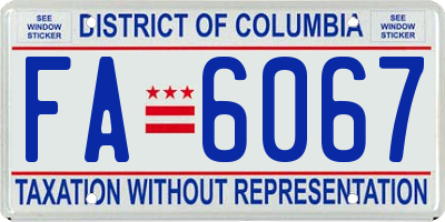 DC license plate FA6067