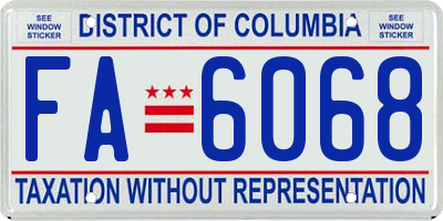 DC license plate FA6068