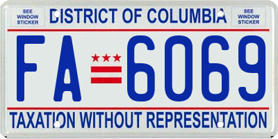 DC license plate FA6069