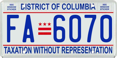 DC license plate FA6070