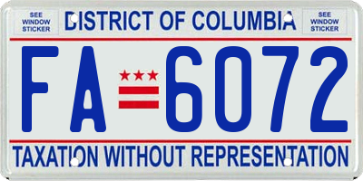 DC license plate FA6072