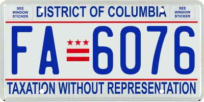 DC license plate FA6076