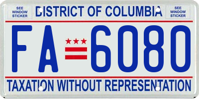 DC license plate FA6080